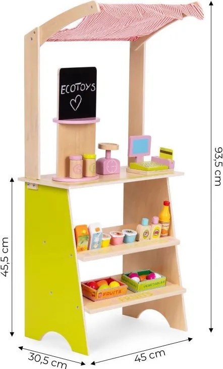 Fából készült gyermekbódé - zöldség- és gyümölcsbolt