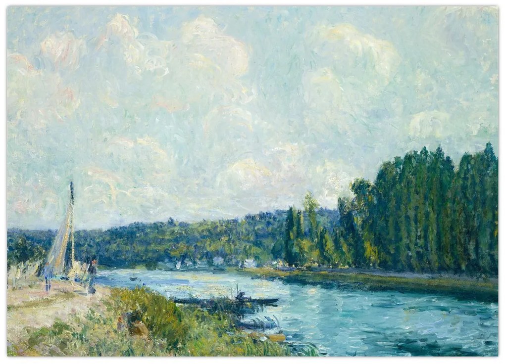 Üveg kép - Alfred Sisley, The Banks of the Oise, reprodukciók (70x50 cm)