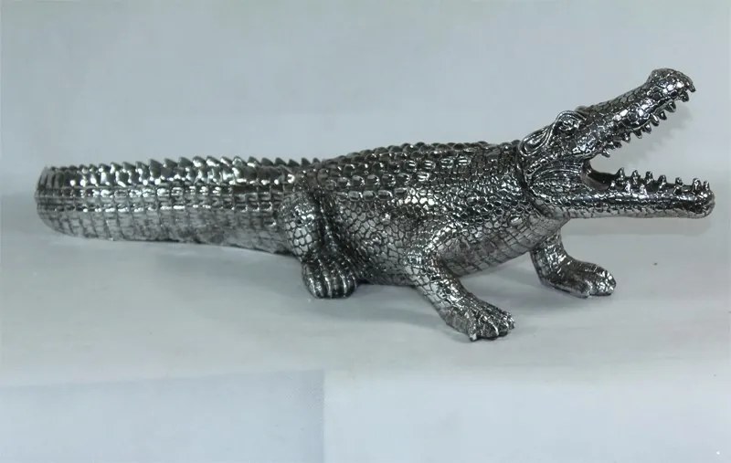 Krokodil figura Műanyag Ezüst 20,5x67x18,5cm
