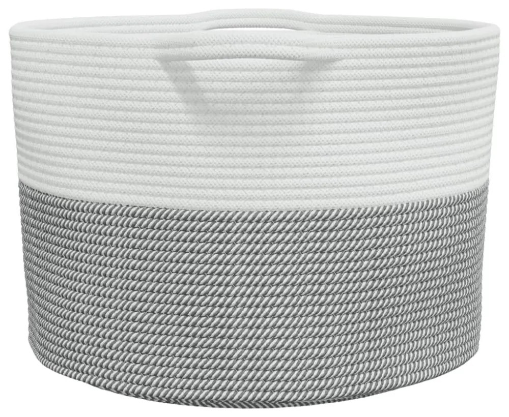 szürke-fehér pamut szennyeskosár Ø55 x 36 cm