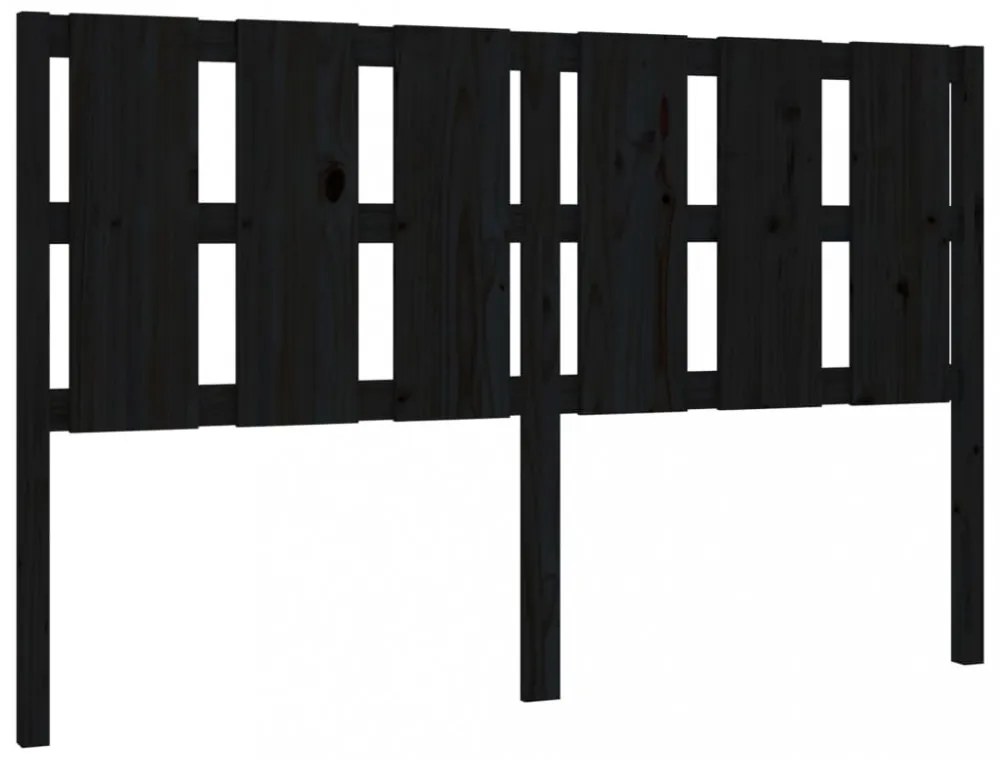 fekete tömör fenyőfa ágyfejtámla 155,5x4x100 cm