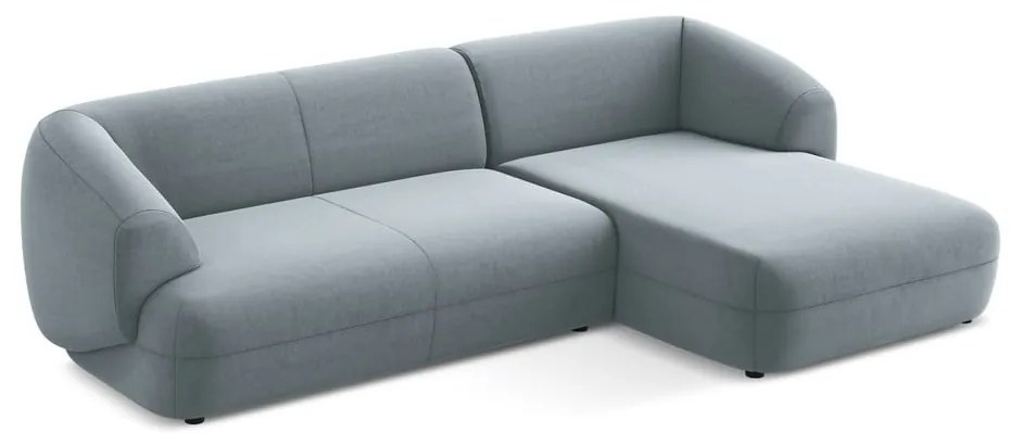 Világoskék bársony sarokkanapé (jobb oldali) Moana – Makamii