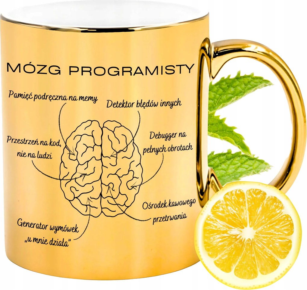 Arany csillogó programozó agy bögre ajándék fényképes nyomtatással