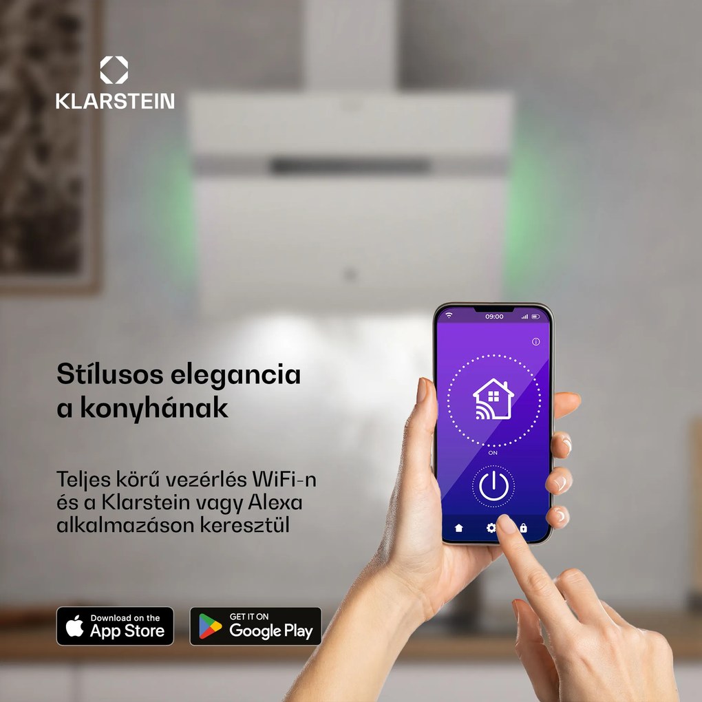 Klarstein Alina páraelszívó, 60 cm, Okos, 600 m³/h, Csendes, EEK A