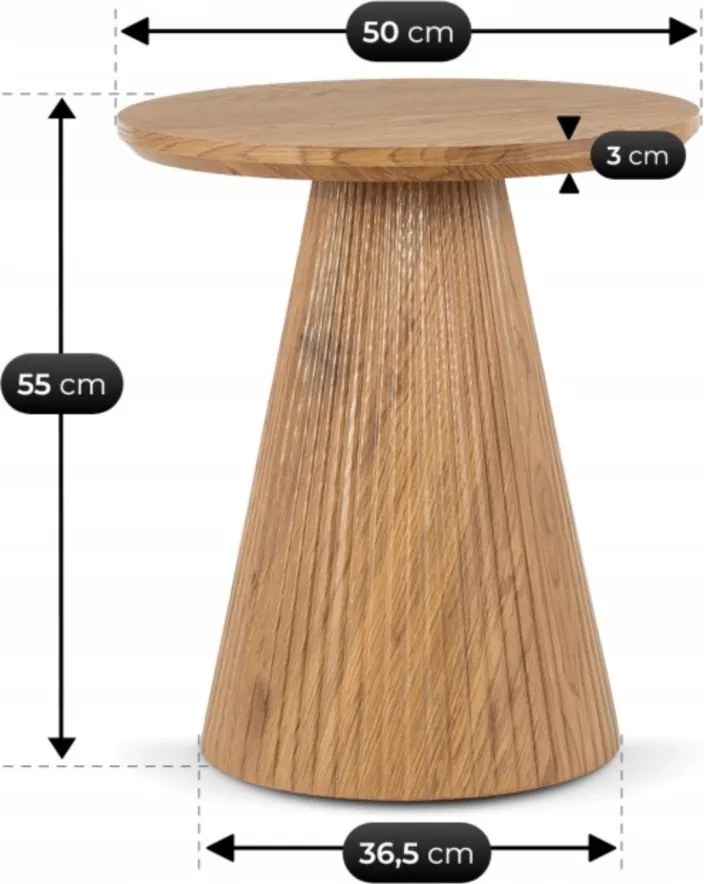 Modern kerek dohányzóasztal RANT 50 cm tölgy