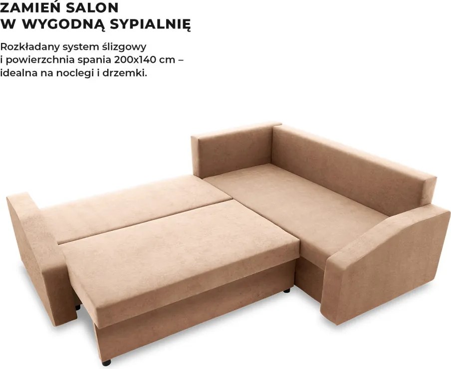 Grande Plus sarokkanapé, jobboldali, szövet anyag, barna