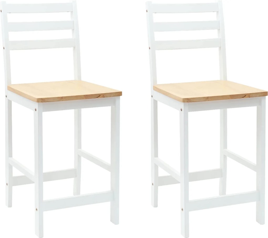 vidaXL Étkező Székek 2 pcs Fehér 40 x 47,5 x 99,5 cm Tömör Gumi Fa