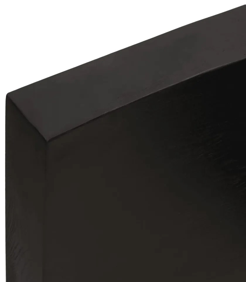 sötétbarna kezelt tömör tölgyfa fali polc 200 x 50 x (2-6) cm