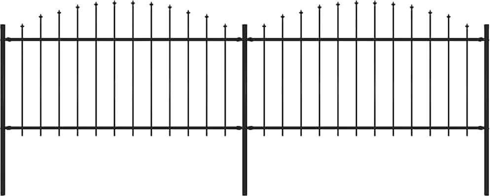 vidaXL fekete acél kerti kerítés lándzsás tetejű 359 x 150 cm