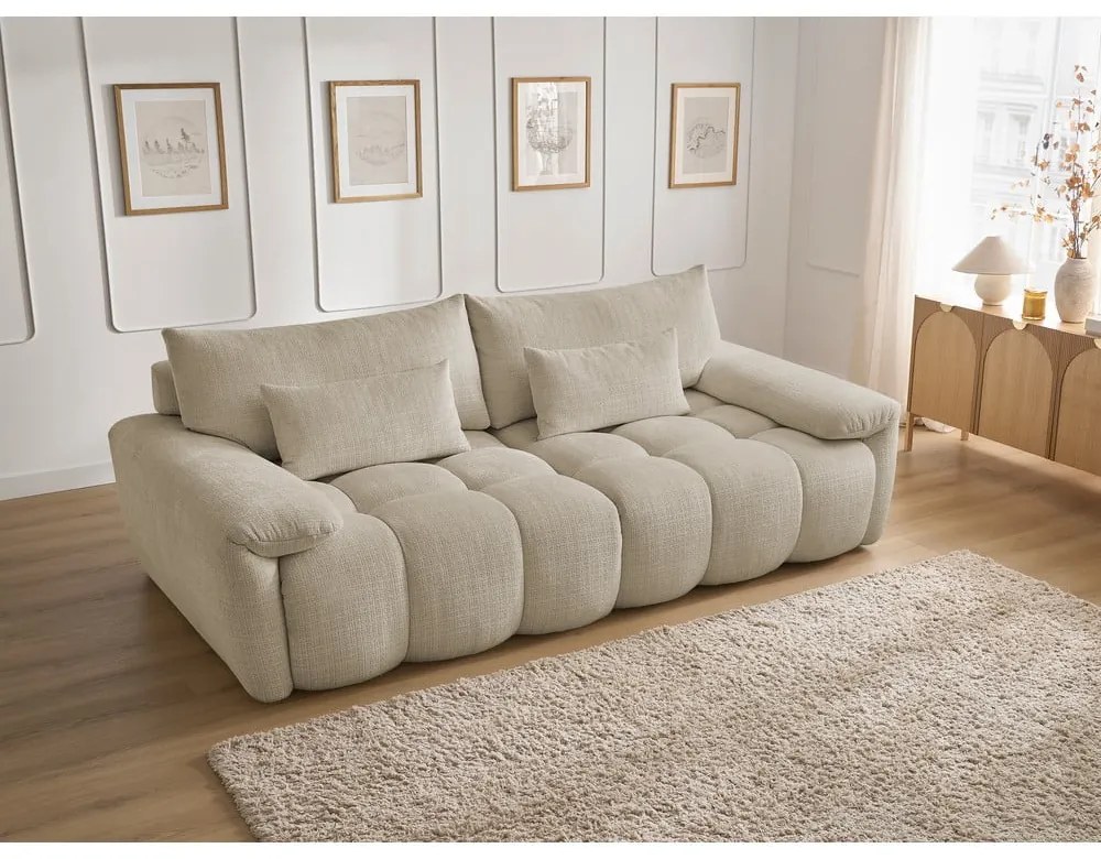 Bézs zsenília kanapé 264 cm Ivane – Bobochic Paris