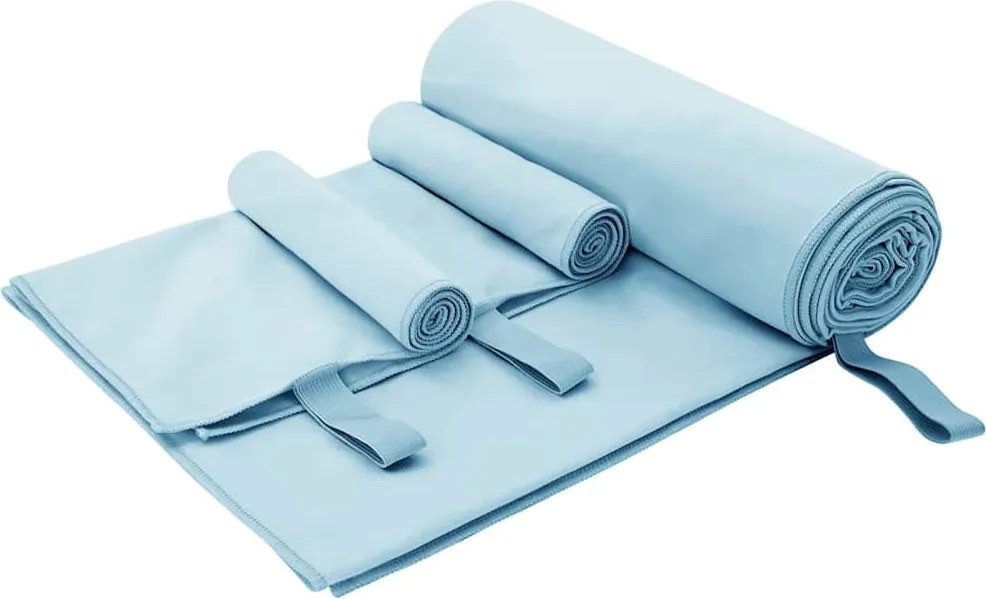 vidaXL Sporttörölköző Szett 3 pcs Kék Poliészter és poliamid