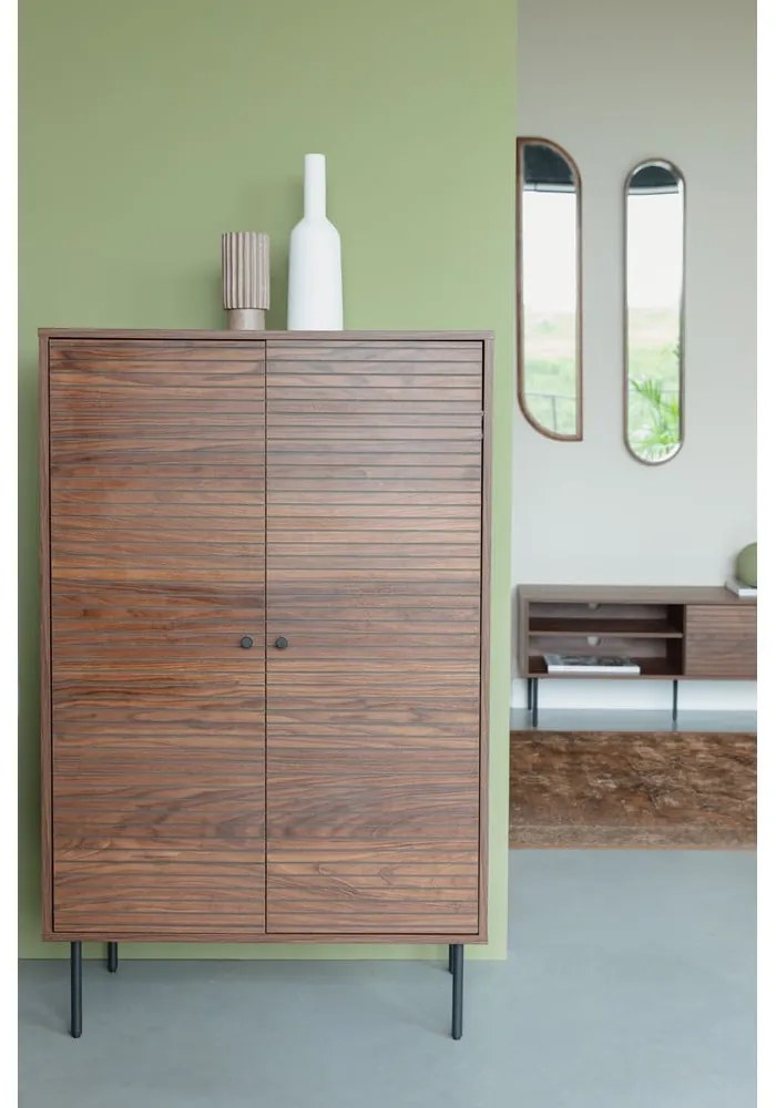 Barna szekrény diófa dekorral 80x130x40 cm Stripes – White Label