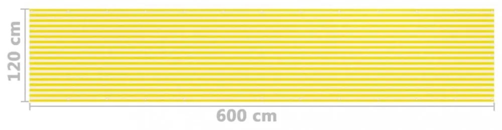 sárga és fehér HDPE erkélyparaván 120 x 600 cm