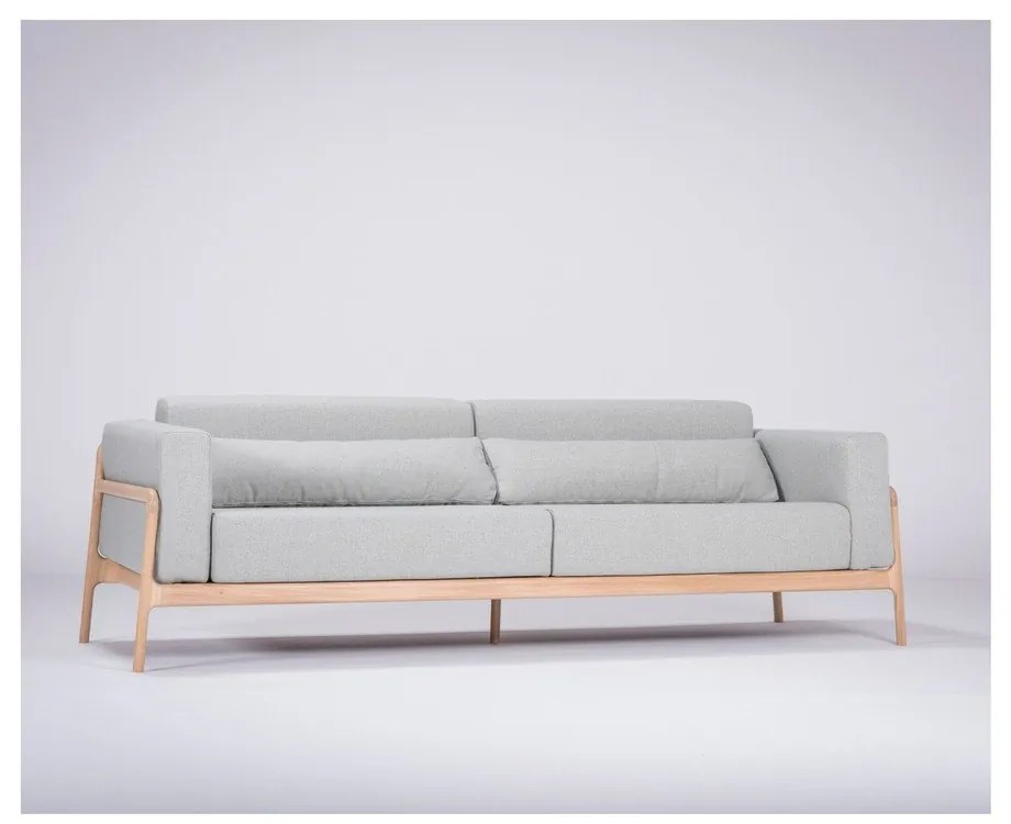 Fawn Plus kékesszürke kanapé tölgyfából, 240 cm - Gazzda