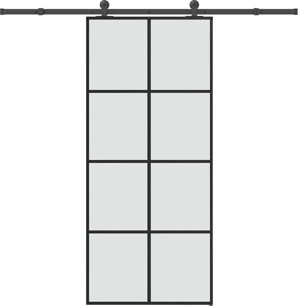 vidaXL ESG üveg és alumínium tolóajtó fémszerelvény-szettel 90x205 cm