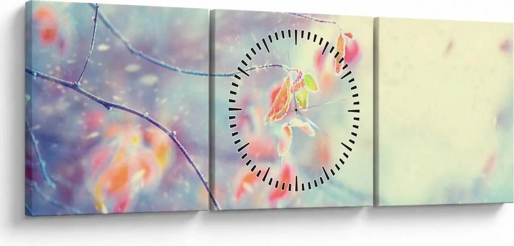 Kép - Levelek a jégben (órával) (90x30 cm)