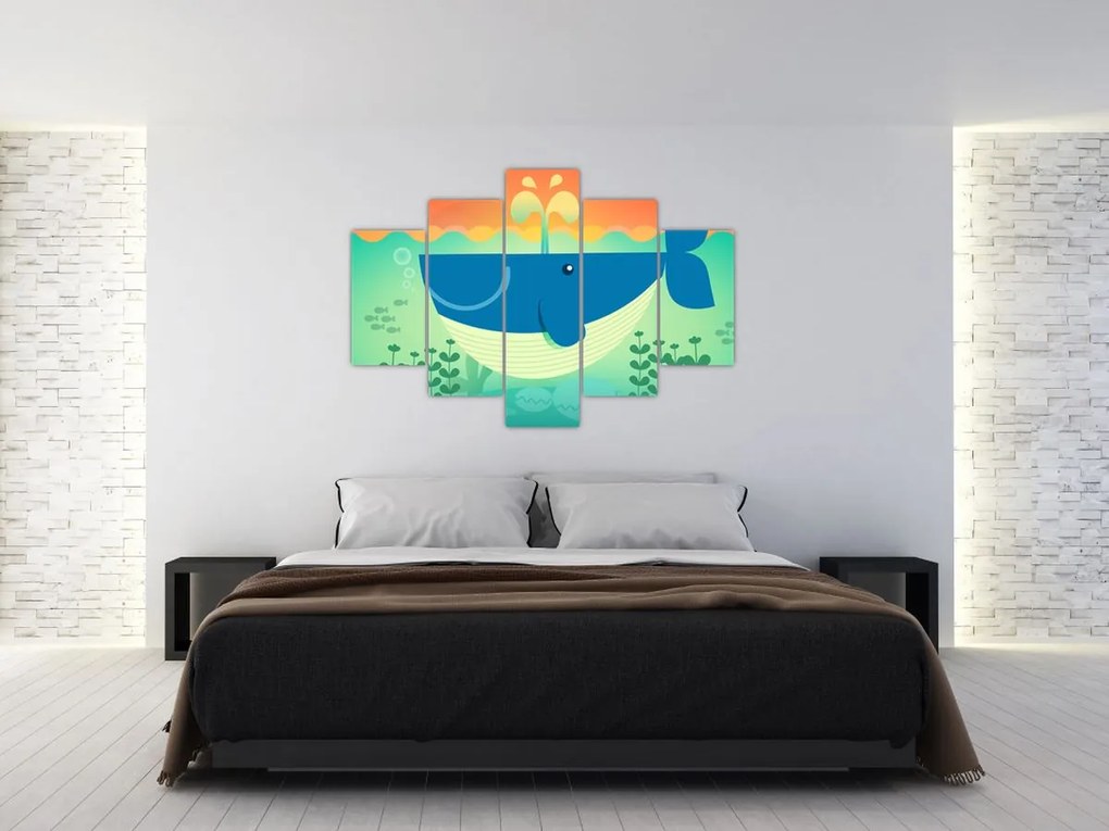 Kép - Vidám bálna a tengerben (150x105 cm)