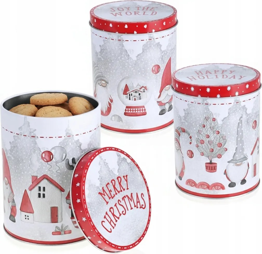 Karácsonyi Tárolódoboz Fém Karácsonyi 3 db-os Süti Ajándékok