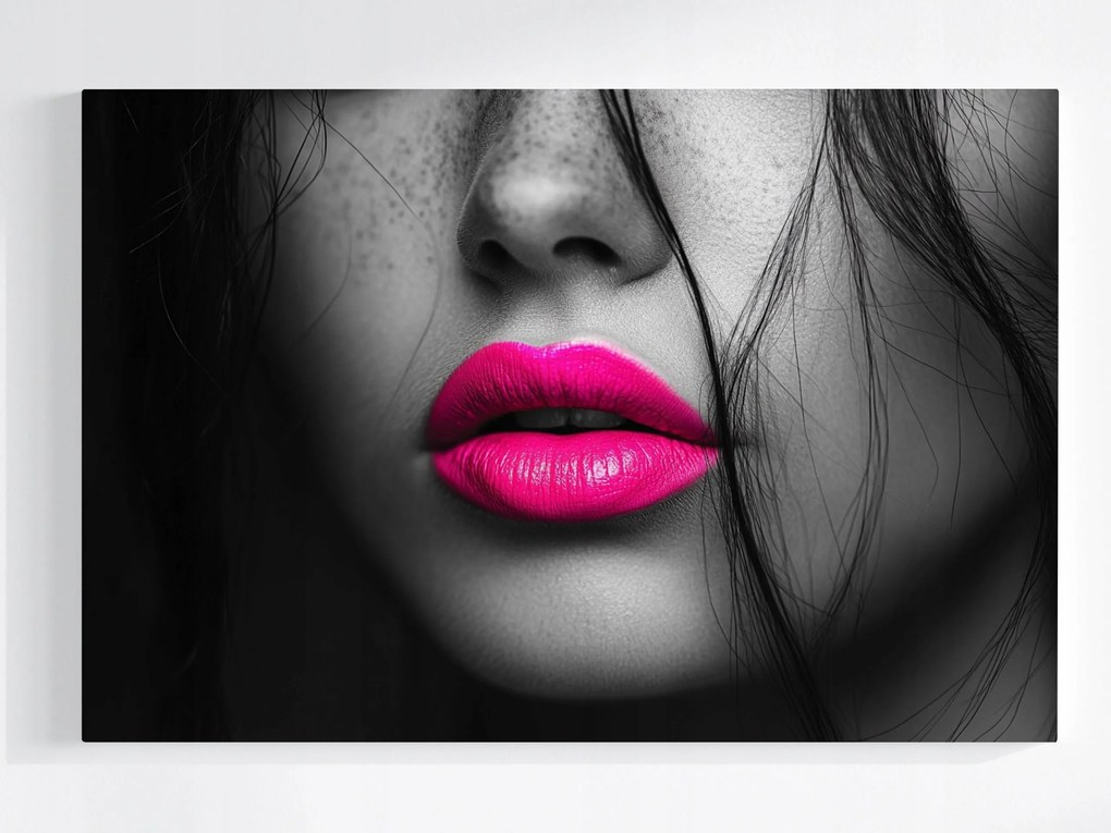 Poszter Portré Nő Arc Makró Fotó Neon Rózsaszín 60x40