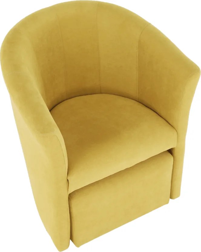 Klub fotel puffal, mustár, ROSE
