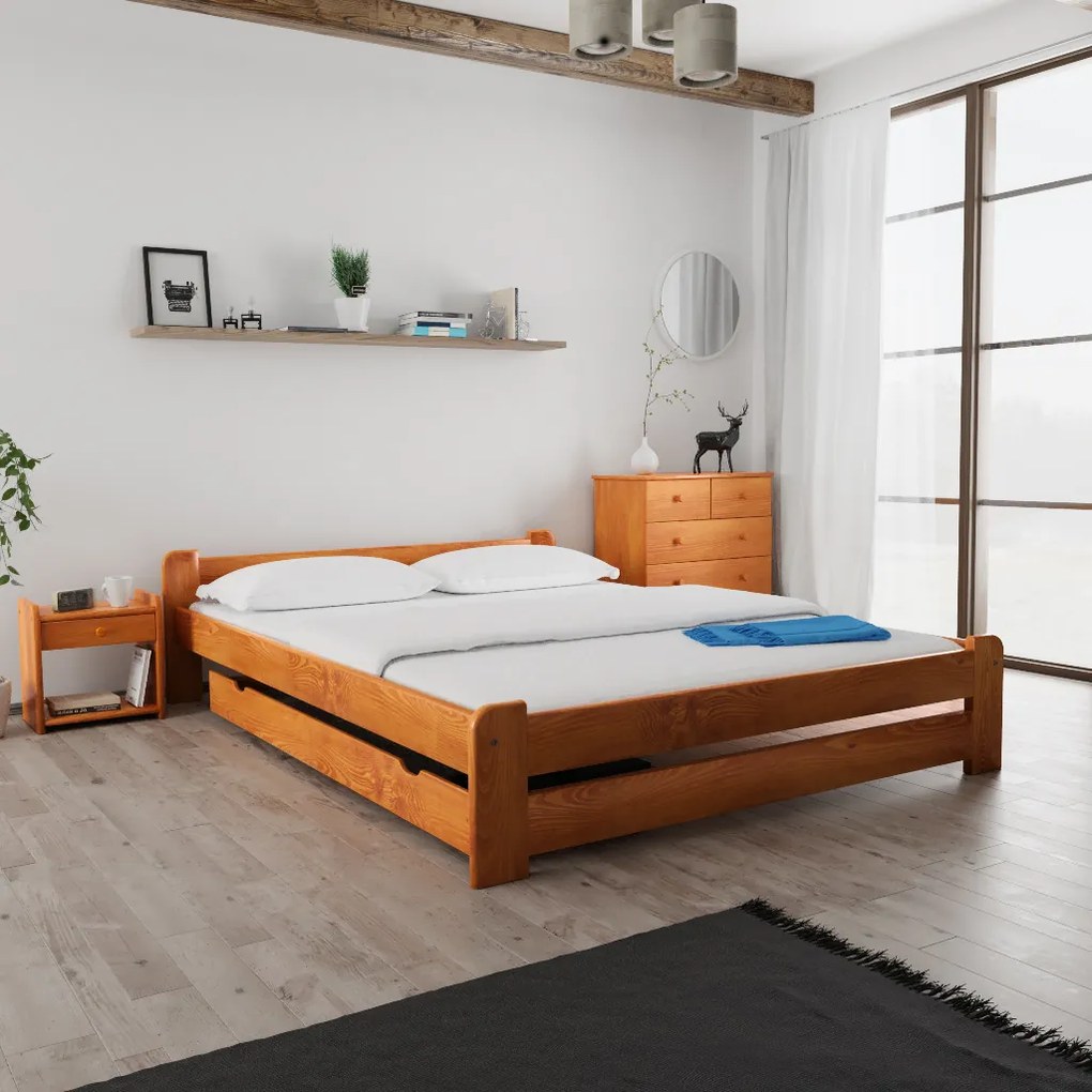 Emily ágy 160x200 cm, égerfa Ágyrács: Léces ágyrács, Matrac: Deluxe 10 cm matrac