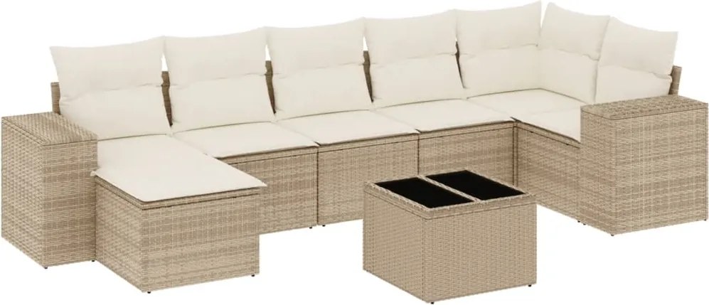 vidaXL 8 részes bézs polyrattan kerti ülőgarnitúra párnával