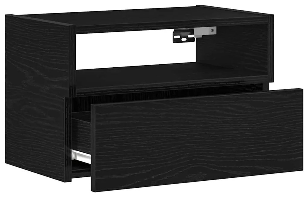 2 db fekete falra szerelhető éjjeliszekrény 45 x 26 x 28,5 cm