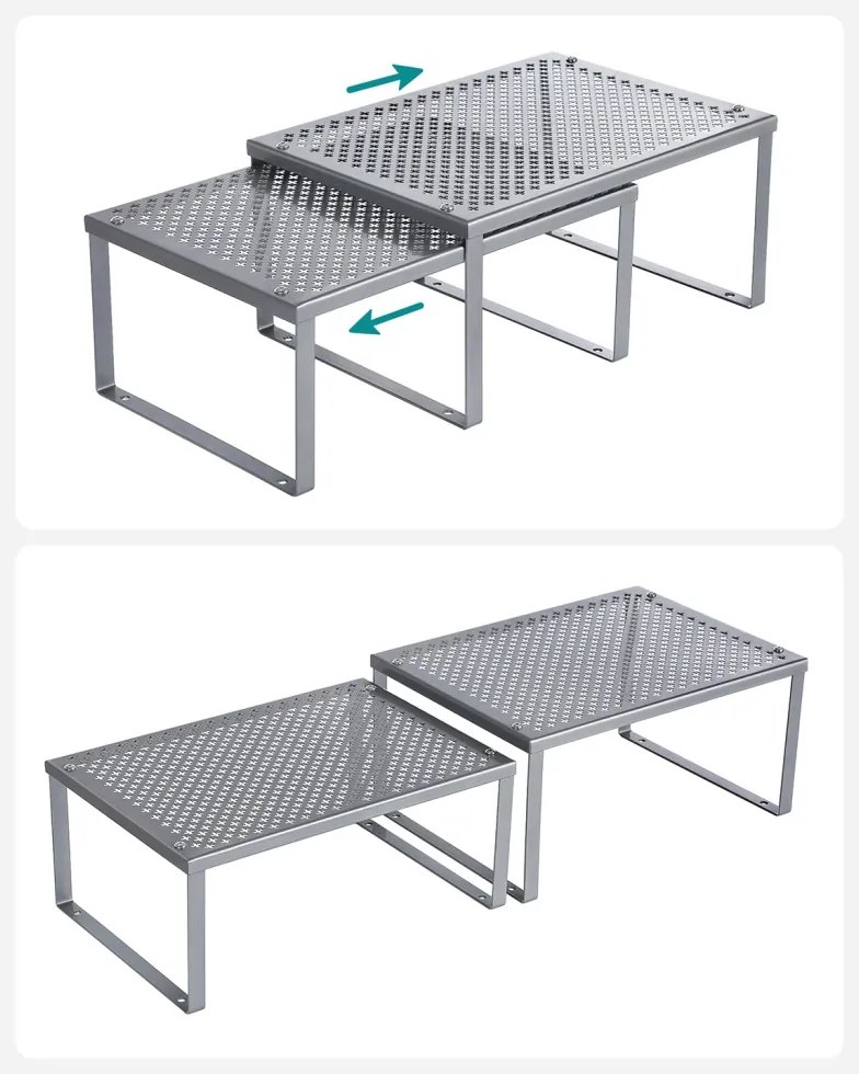 Konyhai rendszerező polc, 2 db, ezüst