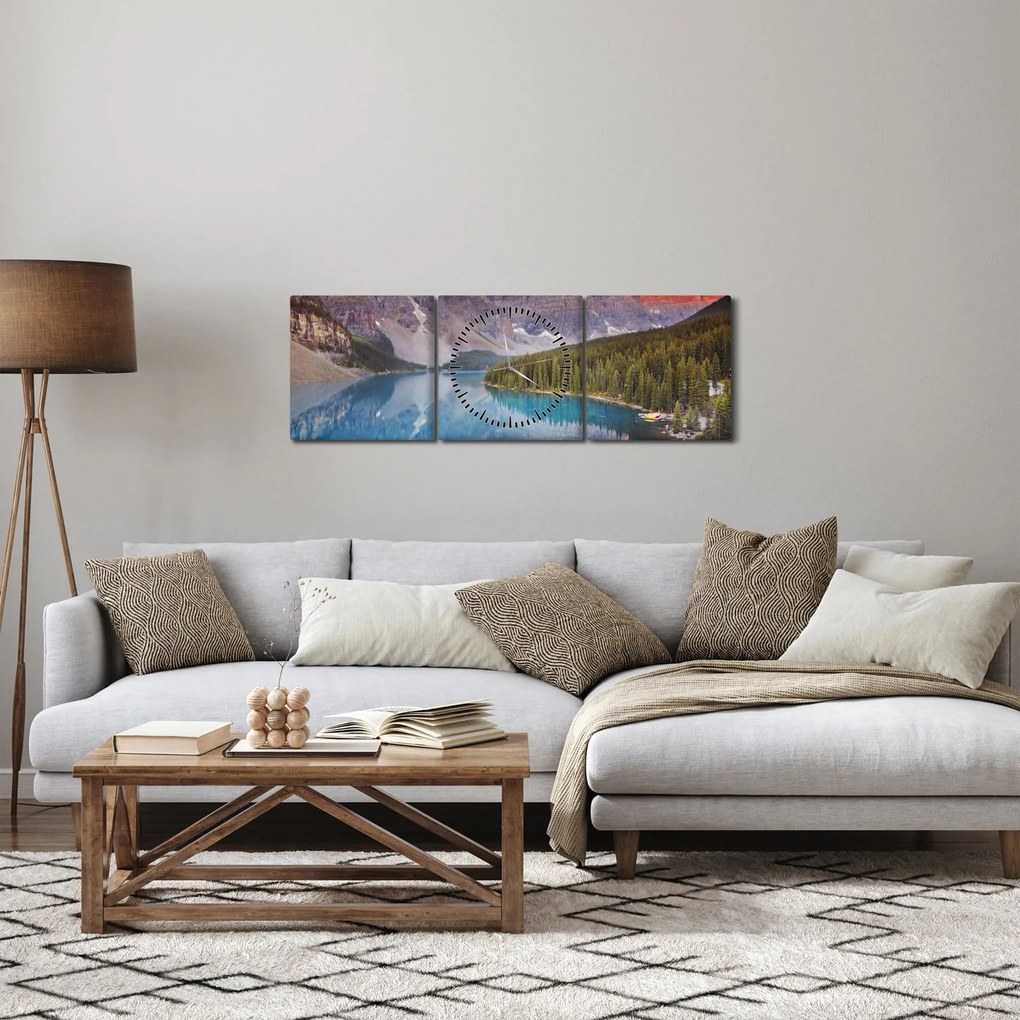 Kép - kanadai hegyi táj (órával) (90x30 cm)