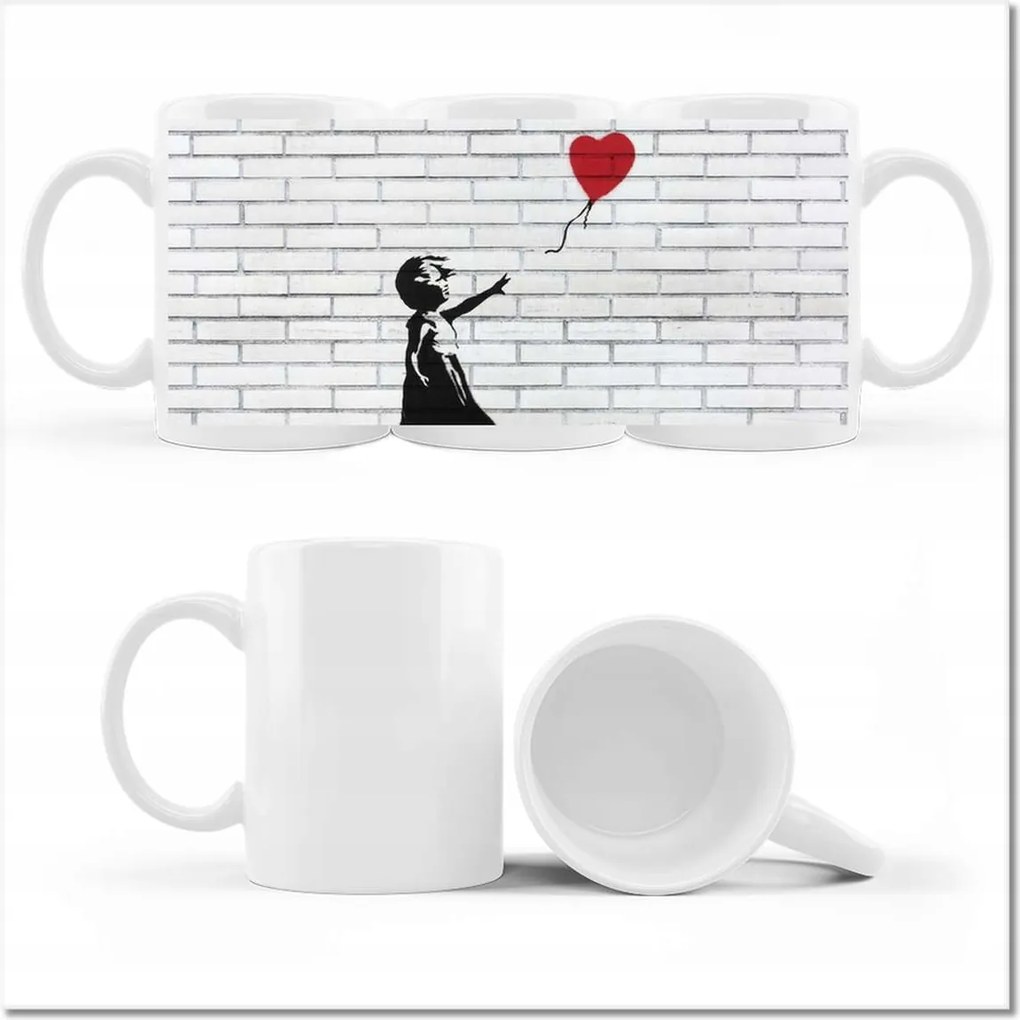 Banksy nyomott mintás bögre Lány Léggömb