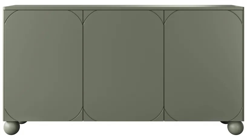 Sonatia II háromajtós komód, gömb lábakon - 150 cm - oliva színű