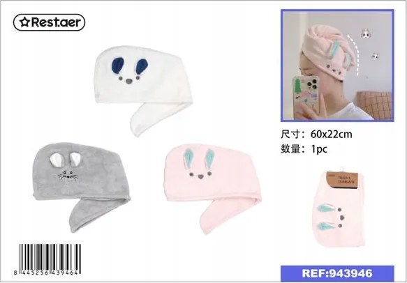 Turbán törölköző Gyors szárítás 60x22cm