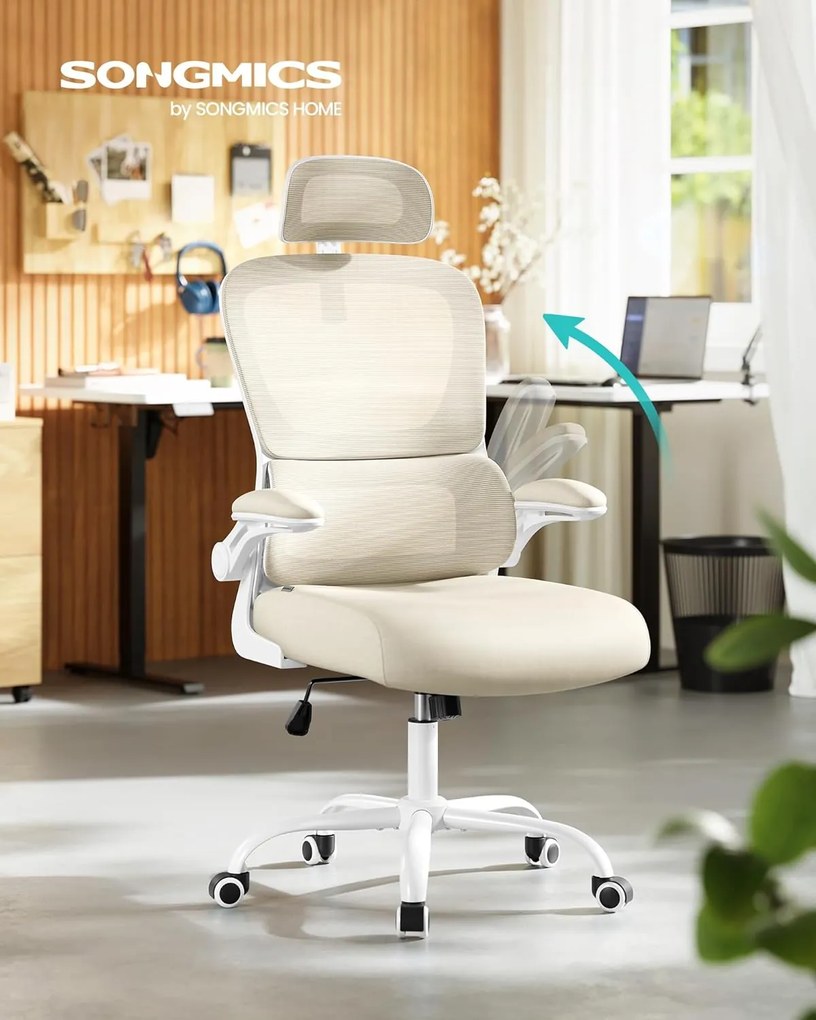Irodai szék, ergonomikus forgó szék, légáteresztő, homokbézs