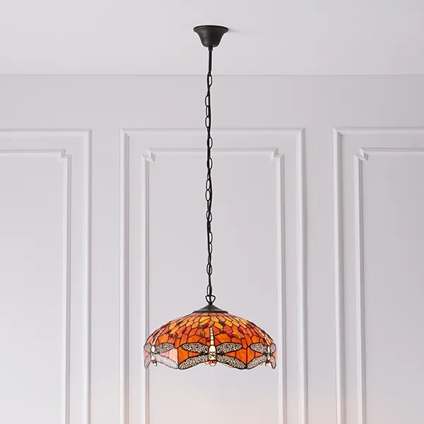 Endon klasszikus tiffany függeszték dragonfly flame sötétbarna sokszínű end64081