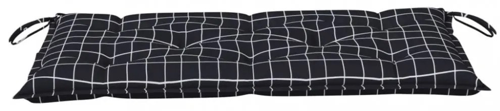 fekete kockás oxford szövet kerti padpárna 100 x 50 x 7 cm