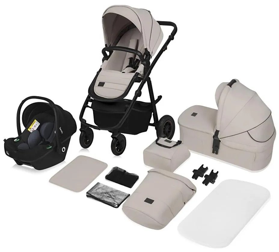 Lionelo - AMBER PLUS 3 az 1-ben kombinált babakocsi, homokszínű
