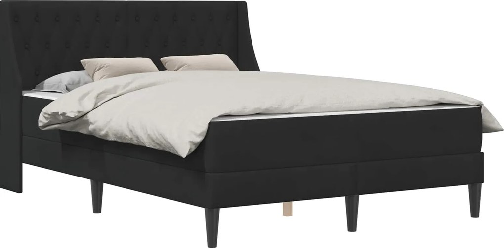 vidaXL Ágykeret matraccal Falra szerelhető 2 pcs Fekete Bársony