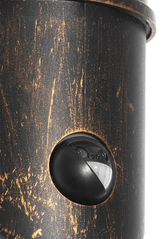 Kültéri fali lámpa antik arany IP54 mozgásérzékelővel - Kiki