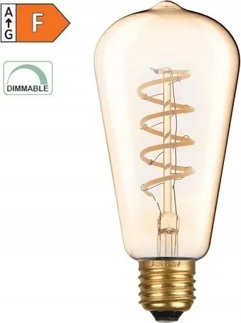 Led spirálizzó Borostyán ST64 4W/230V/E27/ 1800K/270Lm/360°/Hőmérséklet