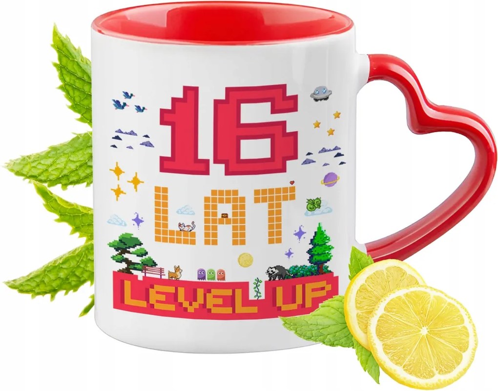 Születésnap 16 16te -te Piros Bögre Szív Alakú Füllel Ajándék