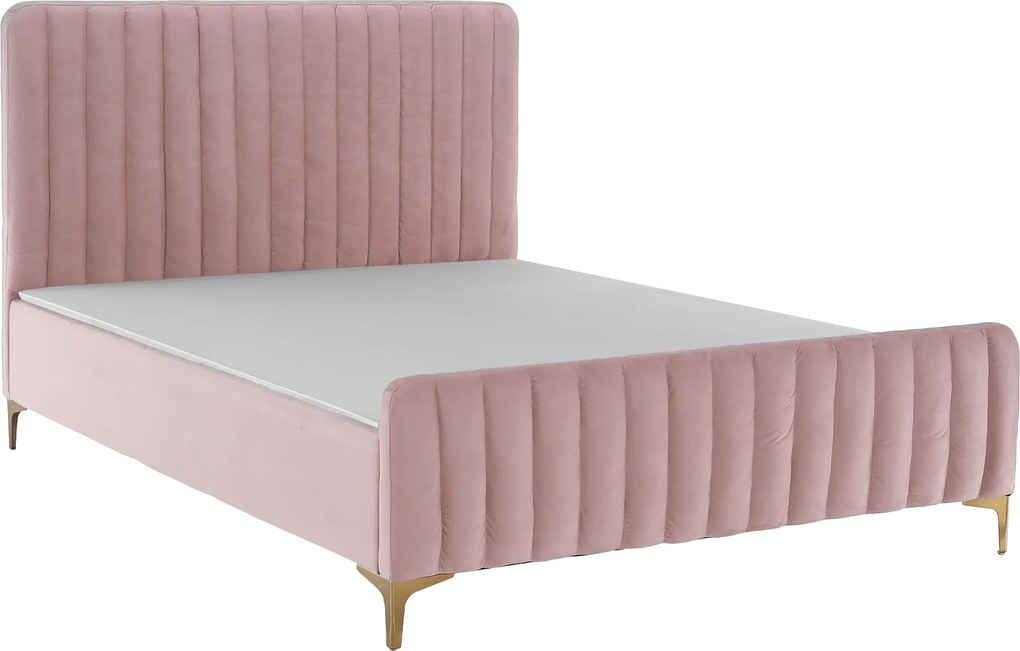 Ágy, rózsaszín/ gold arany króm, 140x200, KAISA