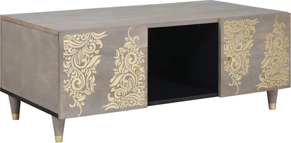 vidaXL Dohányzóasztal Szürke 100 x 54 x 40 cm Tömör Mangófát
