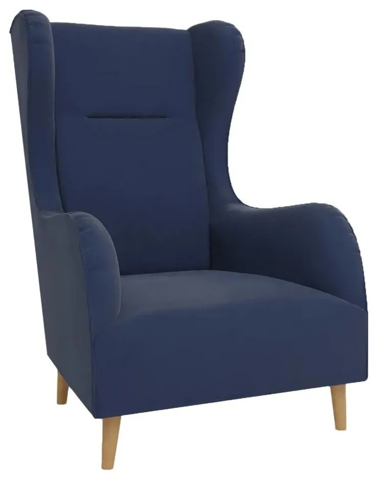 Sötétkék bársony füles fotel Carole – Ropez
