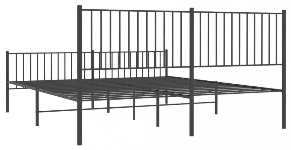 fekete fém ágykeret fej- és lábtámlával 183 x 213 cm