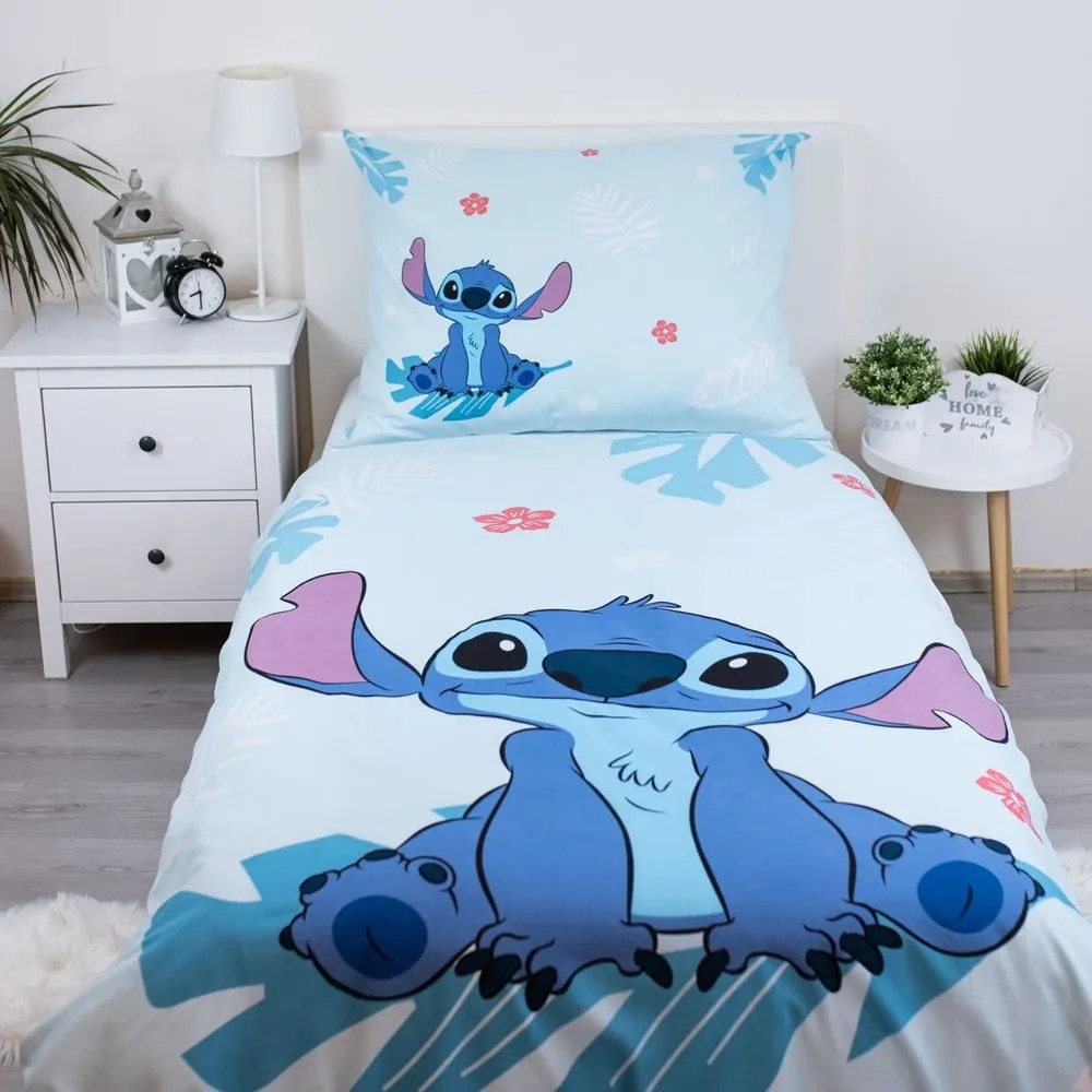 Kék egyszemélyes pamut gyerek ágyneműhuzat 140x200 cm Lilo and Stitch "Blue" – Jerry Fabrics