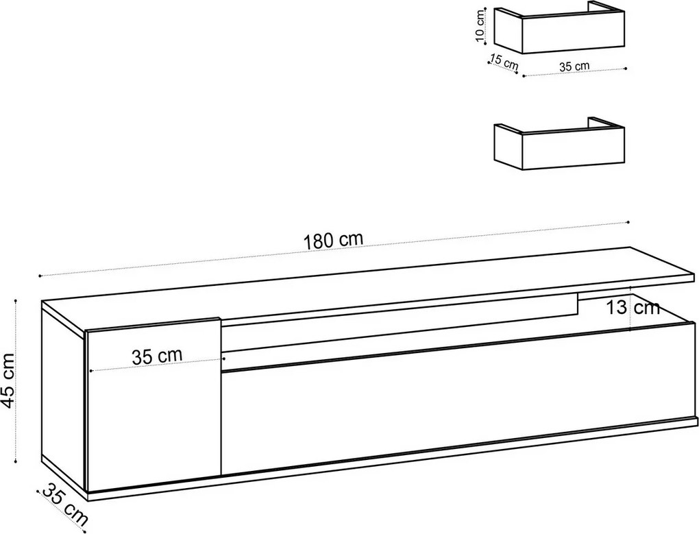 Alika Oak TV-állvány polcokkal