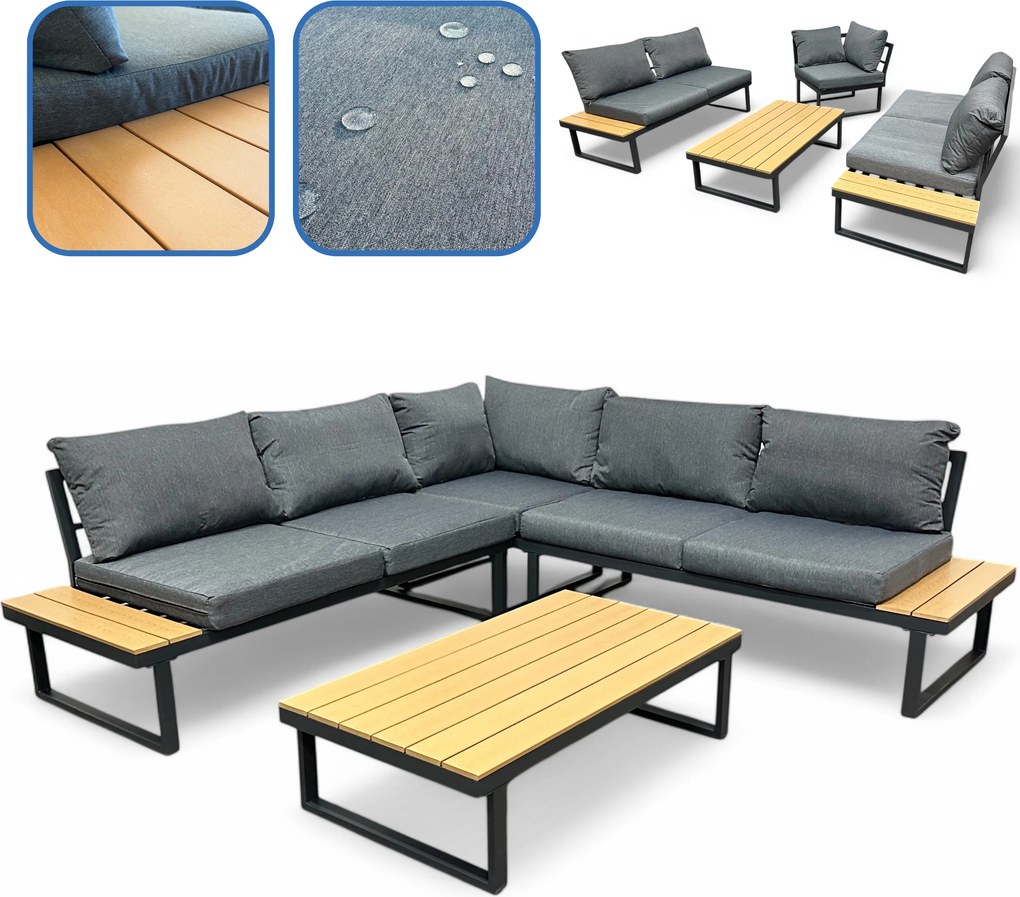 Torremolinos fém kerti bútor szett 3 részes