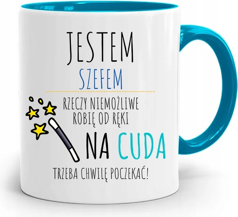 Kék Bögre A Főnöknek Én Vagyok A Főnök Ajándék nyomtatott fényképpel