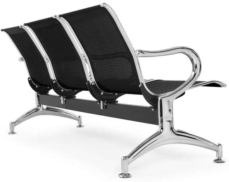 Fém pad a váróterembe REST, 3 ülés, fekete