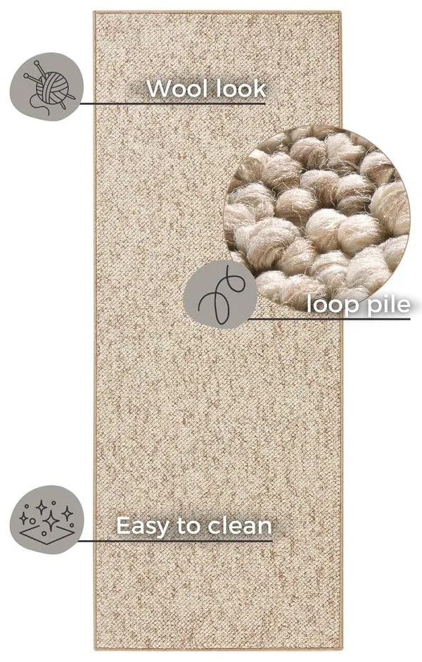 Világosbarna futószőnyeg 80x200 cm Wolly – BT Carpet